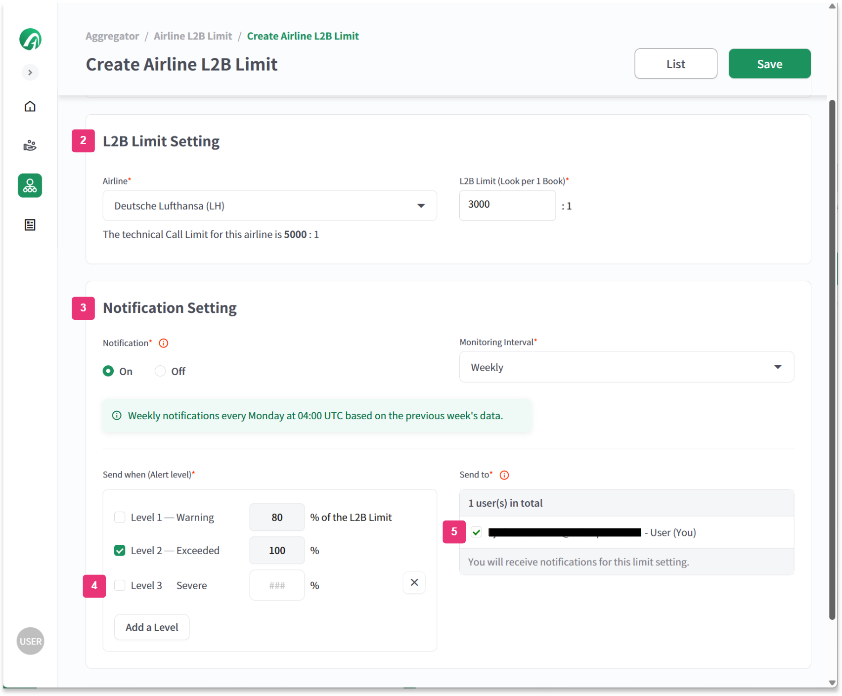 Albus Airline L2B Limit Settings